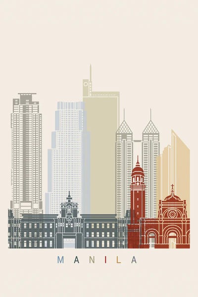 Philippines: Manila Skyline Poster by Paul Rommer