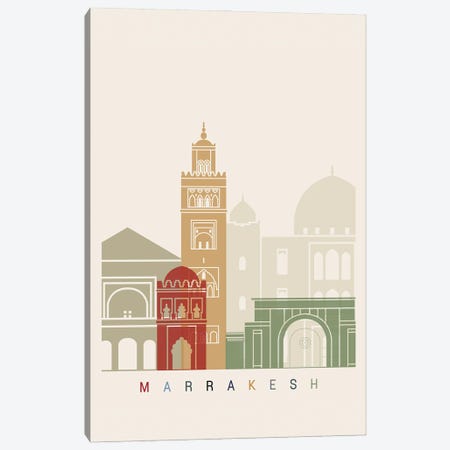 Marrakesh Skyline Poster Canvas Print #PUR1059} by Paul Rommer Art Print