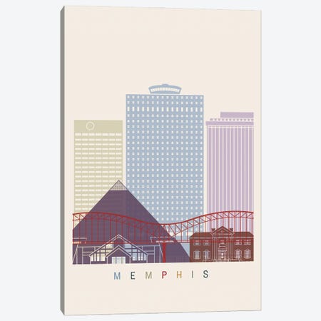 Memphis Skyline Poster Canvas Print #PUR1061} by Paul Rommer Canvas Art