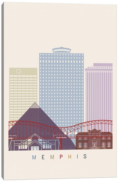 Memphis Skyline Poster Canvas Art Print - Tennessee Art