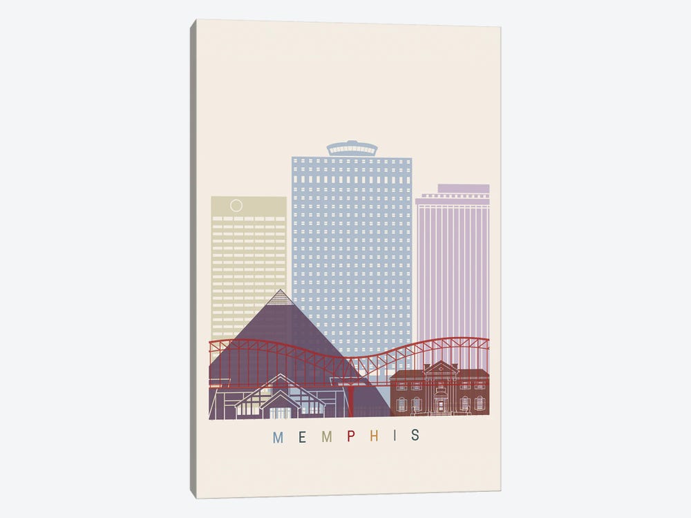 Memphis Skyline Poster by Paul Rommer 1-piece Art Print