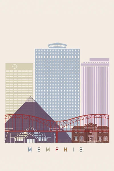 Tennessee: Memphis Skyline Poster by Paul Rommer
