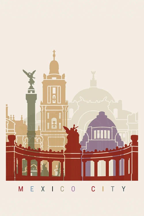 Mexico City Skyline Poster by Paul Rommer wall art