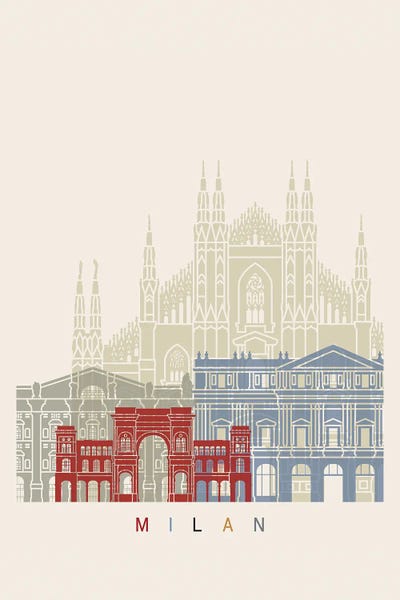 Lombardy: Milan II Skyline Poster by Paul Rommer