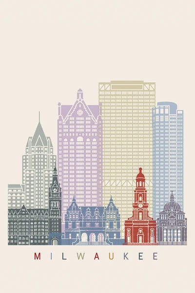 Paul Rommer: Milwaukee Skyline Poster by Paul Rommer