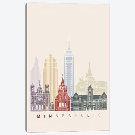 Minneapolis II Skyline Poster Canvas Print #PUR1066} by Paul Rommer Canvas Art Print