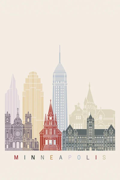 Minnesota: Minneapolis II Skyline Poster by Paul Rommer