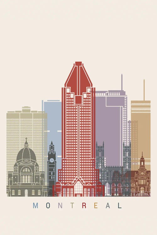 Montreal Skyline Poster by Paul Rommer wall art