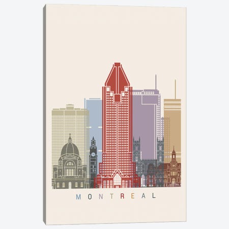 Montreal Skyline Poster Canvas Print #PUR1068} by Paul Rommer Canvas Wall Art