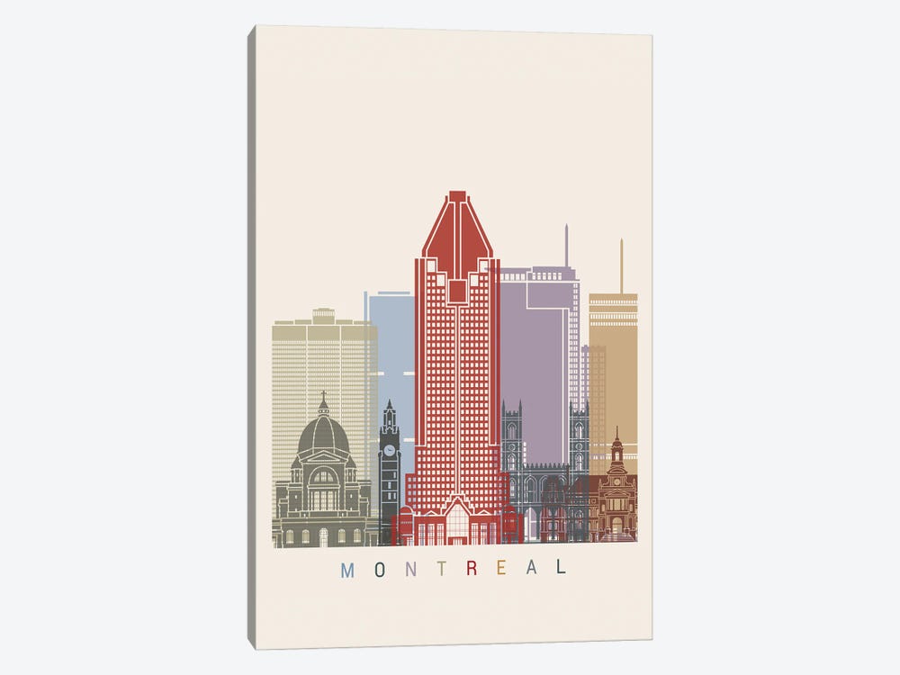 Montreal Skyline Poster by Paul Rommer 1-piece Canvas Artwork