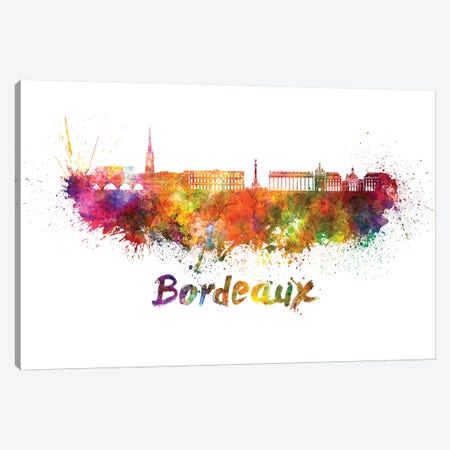 Bordeaux Skyline In Watercolor Canvas Print #PUR106} by Paul Rommer Canvas Wall Art