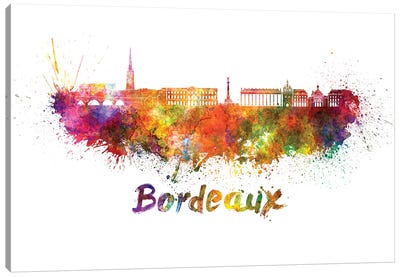 Bordeaux Skyline In Watercolor Canvas Art Print