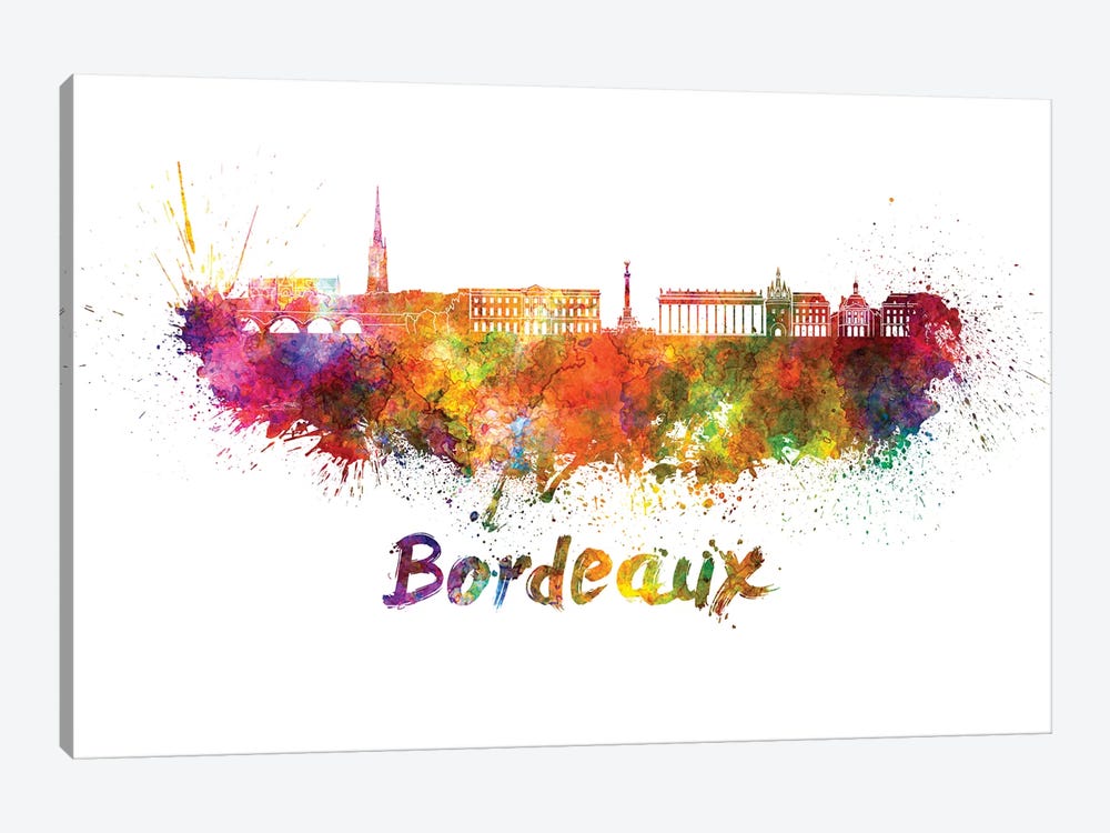 Bordeaux Skyline In Watercolor by Paul Rommer 1-piece Canvas Art