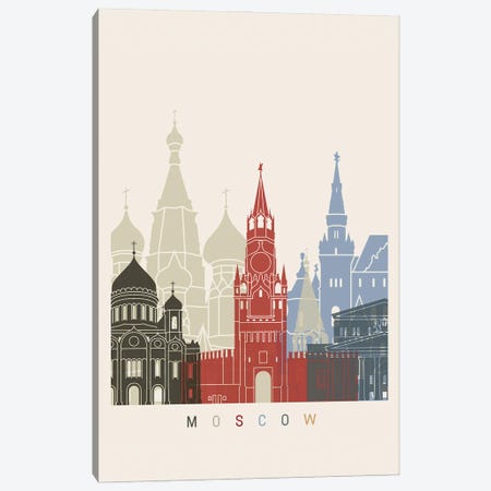 Moscow Skyline Poster Canvas Print #PUR1070} by Paul Rommer Canvas Art Print