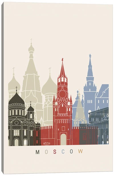 Moscow Skyline Poster Canvas Art Print - Russia Art