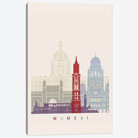 Mumbai Skyline Poster Canvas Print #PUR1071} by Paul Rommer Art Print