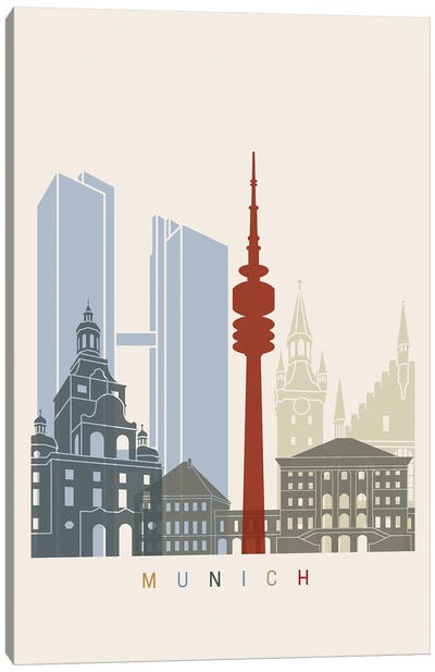 Munich Skyline Poster Canvas Art Print