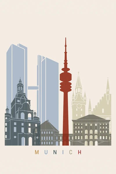 Bavaria: Munich Skyline Poster by Paul Rommer