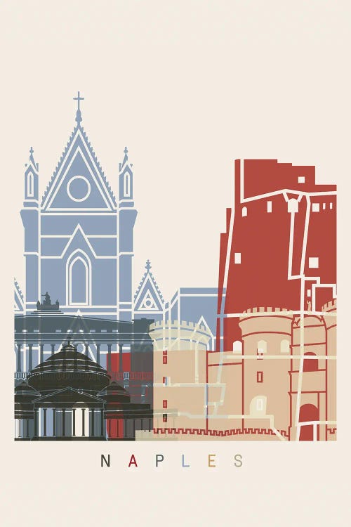 Naples Skyline Poster by Paul Rommer wall art