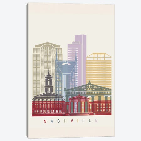 Nashville Skyline Poster Canvas Print #PUR1075} by Paul Rommer Canvas Artwork