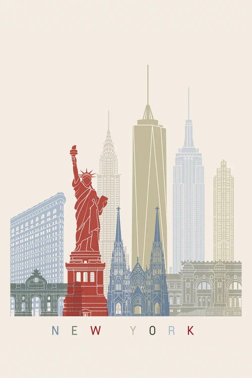 New York Skyline Poster by Paul Rommer wall art