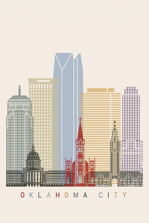 Oklahoma City Skyline Poster by Paul Rommer wall art