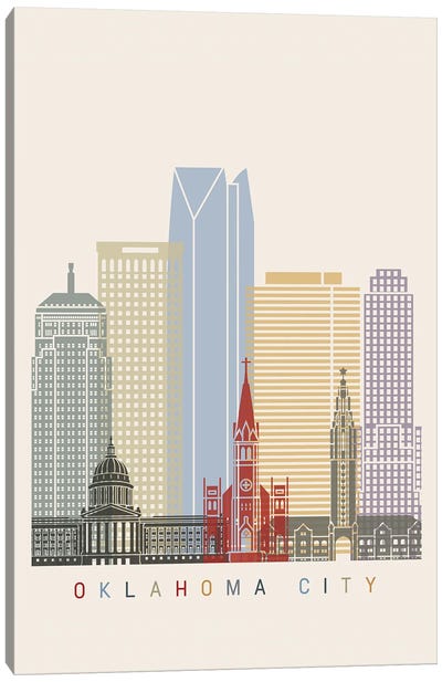 Oklahoma City Skyline Poster Canvas Art Print - Oklahoma Art