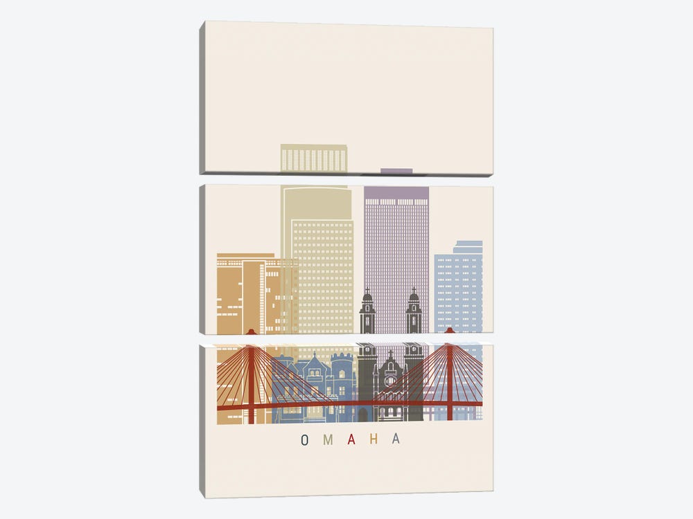 Omaha Skyline Poster by Paul Rommer 3-piece Art Print