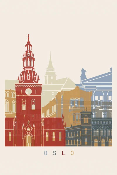 Oslo: Oslo Skyline Poster by Paul Rommer