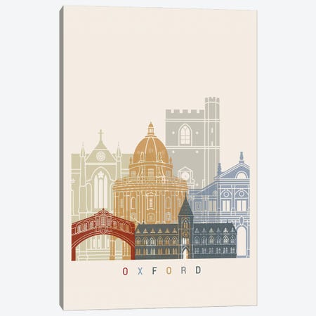 Oxford Skyline Poster Canvas Print #PUR1088} by Paul Rommer Canvas Artwork