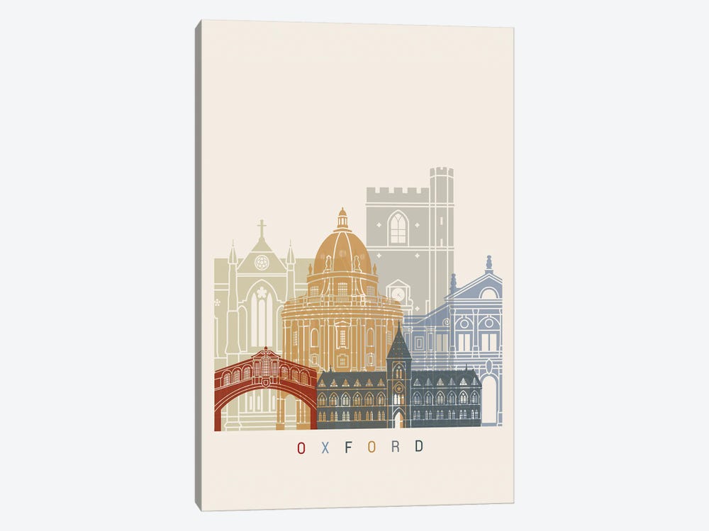 Oxford Skyline Poster by Paul Rommer 1-piece Canvas Art