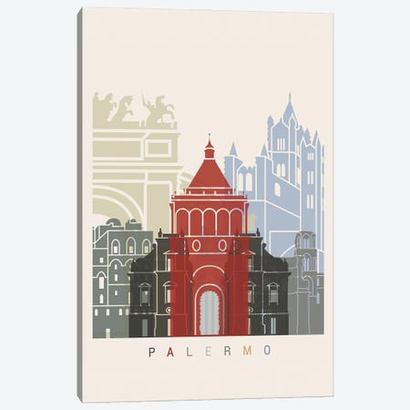 Palermo Skyline Poster Canvas Print #PUR1090} by Paul Rommer Canvas Print