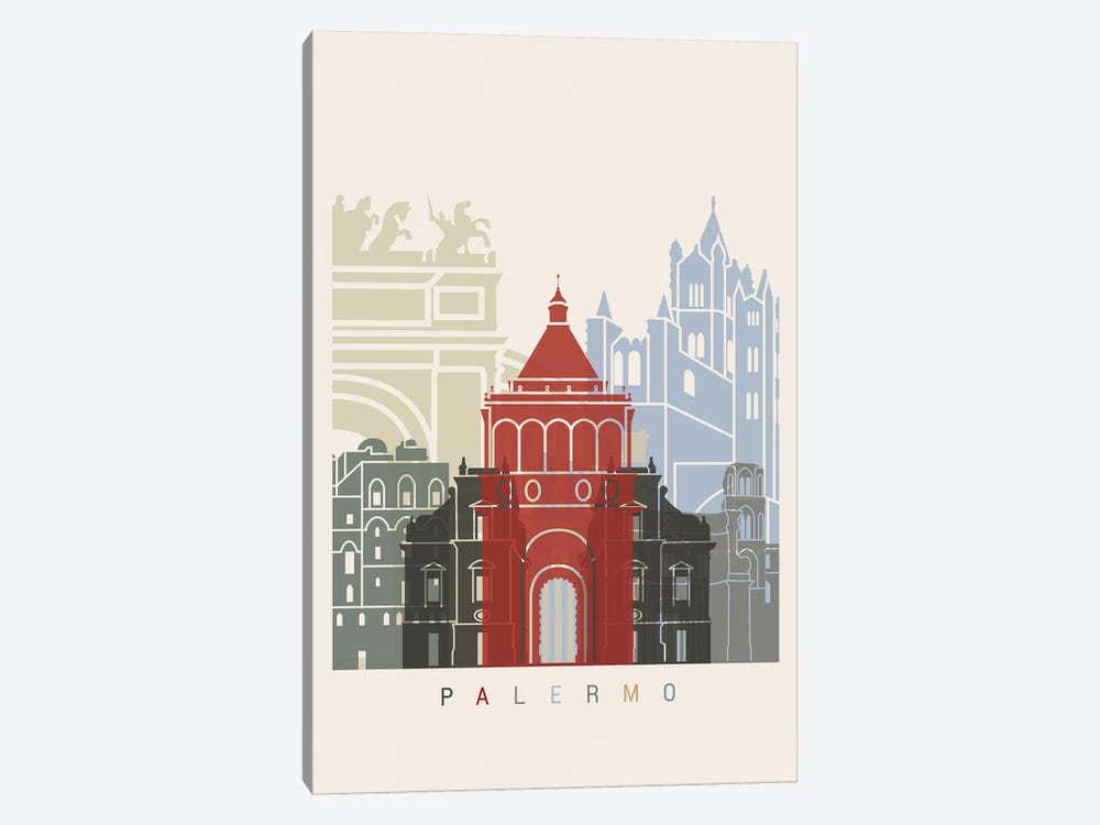 Palermo Skyline Poster by Paul Rommer 1-piece Art Print