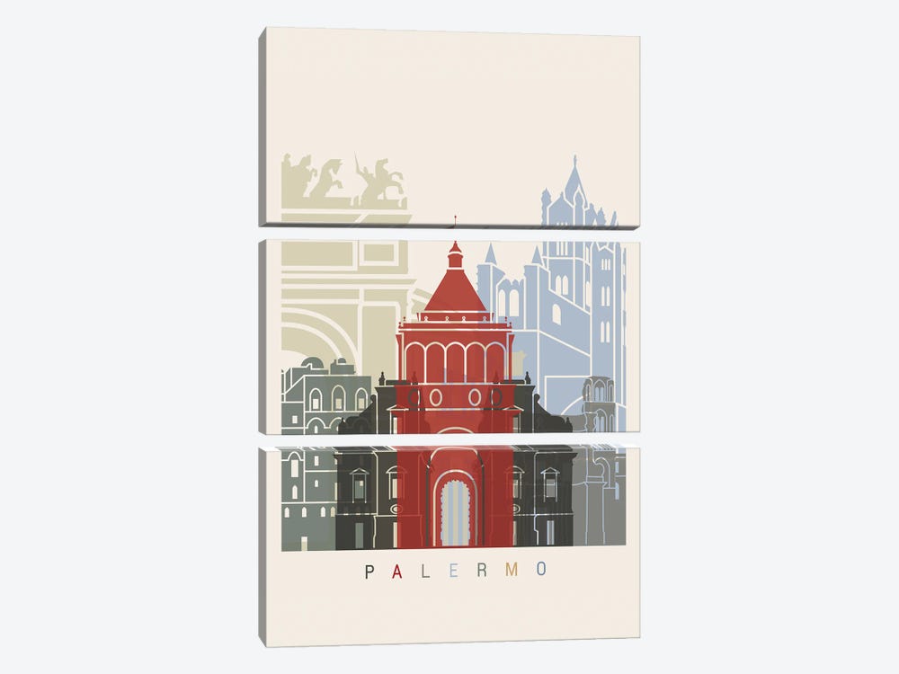 Palermo Skyline Poster by Paul Rommer 3-piece Art Print
