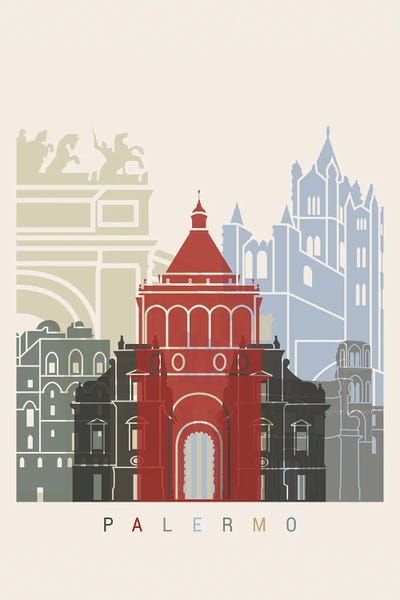 Sicily: Palermo Skyline Poster by Paul Rommer