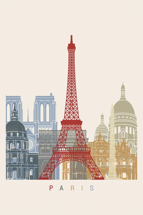 Paris Skyline Poster by Paul Rommer wall art