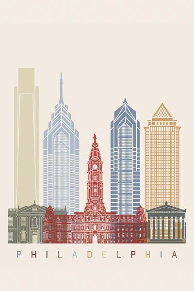 Pennsylvania: Philadelphia Skyline Poster by Paul Rommer