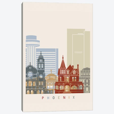 Phoenix Skyline Poster Canvas Print #PUR1097} by Paul Rommer Canvas Wall Art