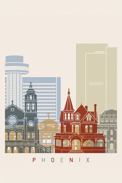 Phoenix: Phoenix Skyline Poster by Paul Rommer