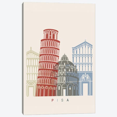 Pisa Skyline Poster Canvas Print #PUR1098} by Paul Rommer Canvas Art Print