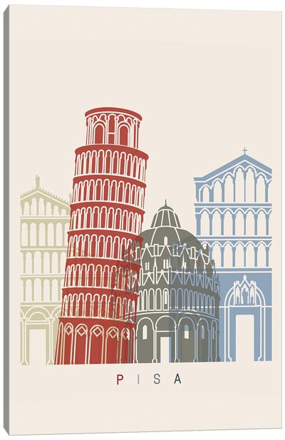 Pisa Skyline Poster Canvas Art Print - Leaning Tower of Pisa
