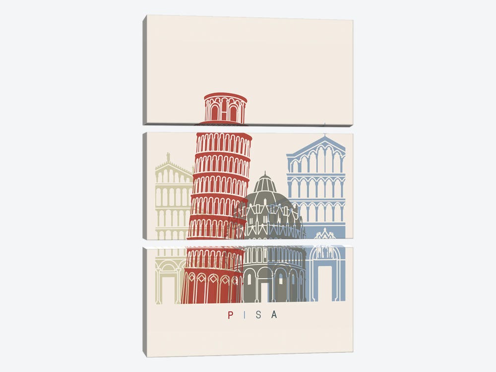 Pisa Skyline Poster by Paul Rommer 3-piece Canvas Print