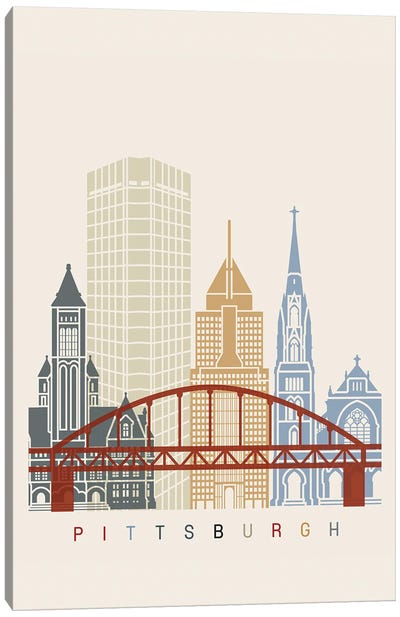 Pittsburgh II Skyline Poster Canvas Art Print - Pittsburgh Skylines