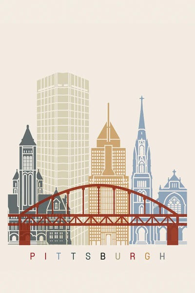 Paul Rommer: Pittsburgh II Skyline Poster by Paul Rommer