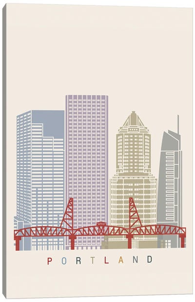 Portland Skyline Poster Canvas Art Print - Portland Art