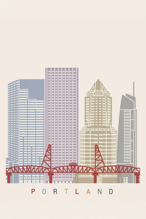 Portland Skyline Poster by Paul Rommer wall art