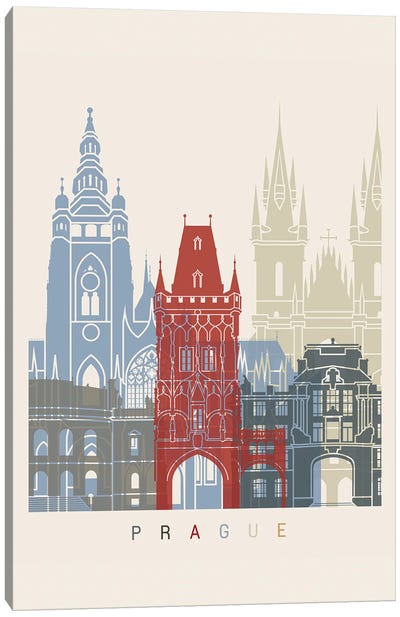 Prague Skyline Poster Canvas Art Print - Czech Republic Art