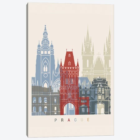 Prague Skyline Poster Canvas Print #PUR1101} by Paul Rommer Canvas Art Print