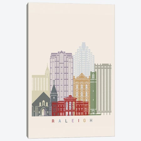 Raleigh II Skyline Poster Canvas Print #PUR1105} by Paul Rommer Canvas Artwork