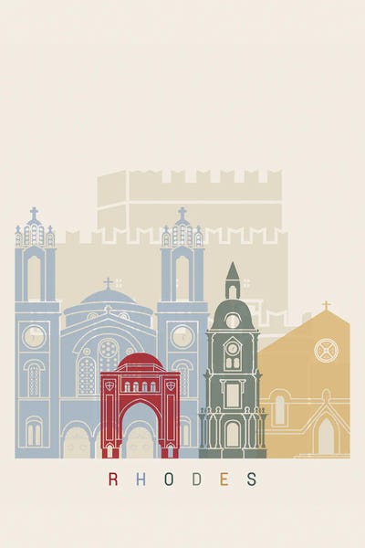 Rhodes Skyline Poster by Paul Rommer canvas print